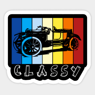 Ride in Style with our Old Retro Classy Car - A Kaleidoscope of Color! Sticker